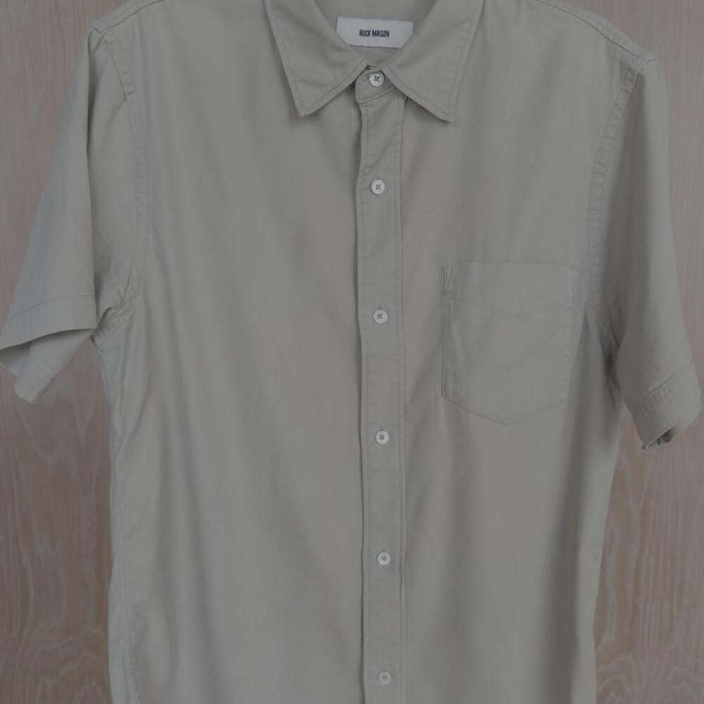 Buck Mason Short-Sleeve Button-Down Shirt in Light Beige